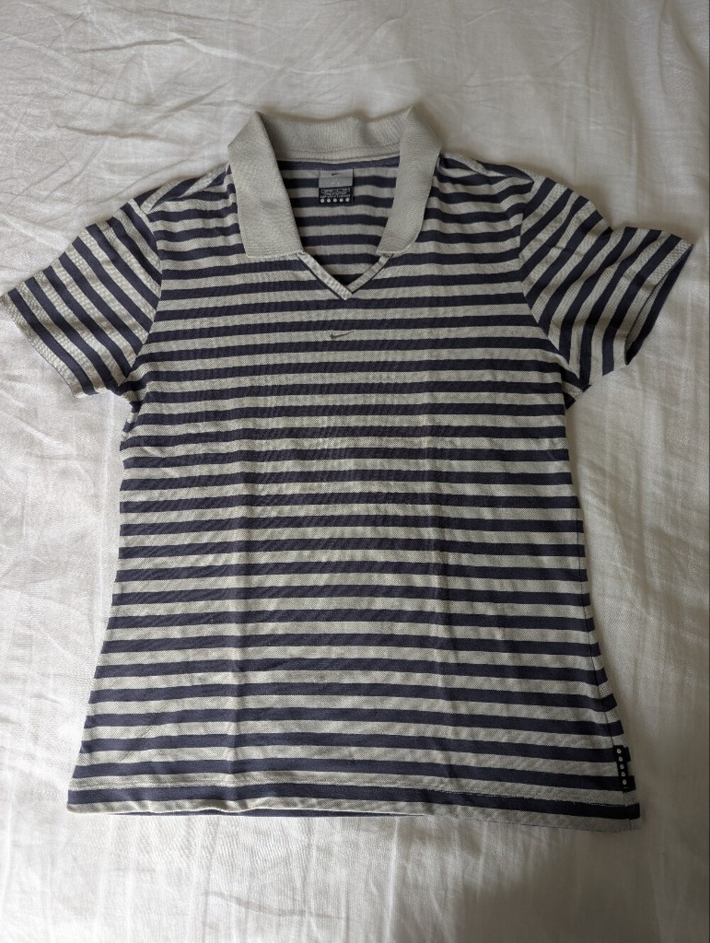 Nike Navy and Light Gray Striped Polo Shirt